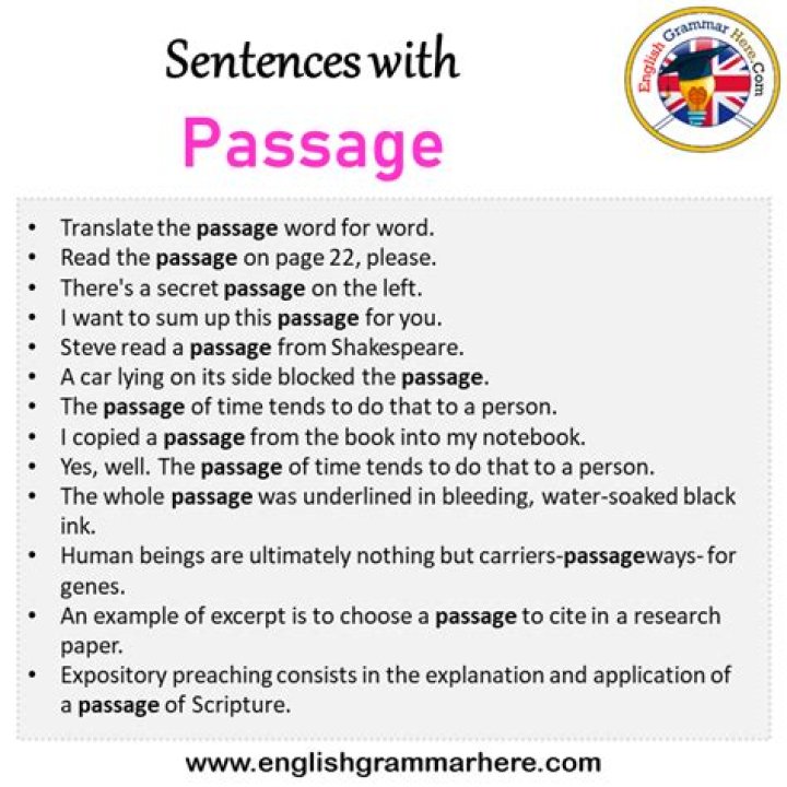 At the passage in a sentence?