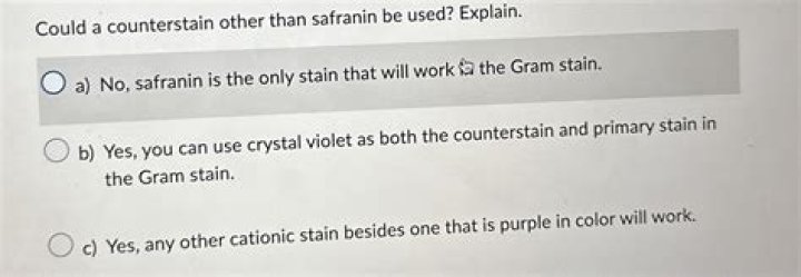 Could a counterstain other than safranin be used explain?
