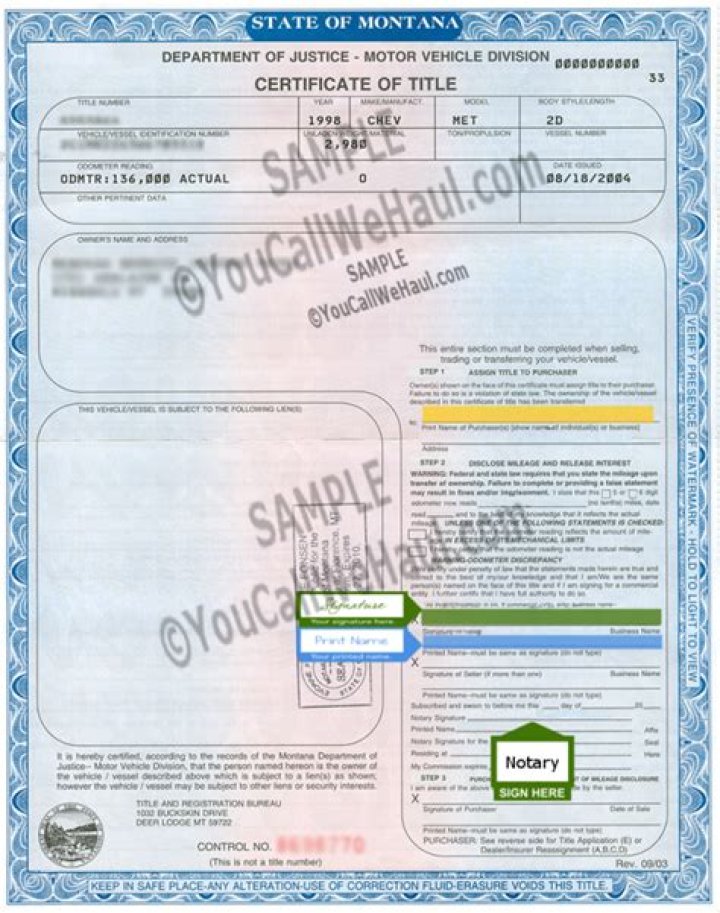 Do montana titles need to be notarized?