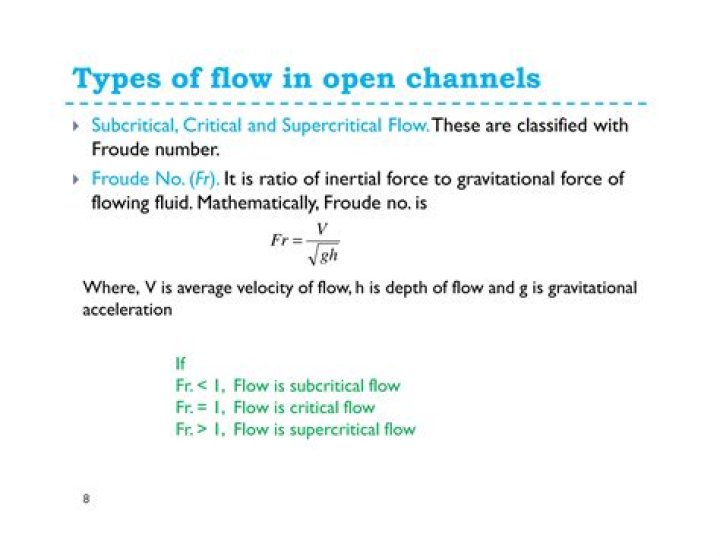 For subcritical flow the froude number is?