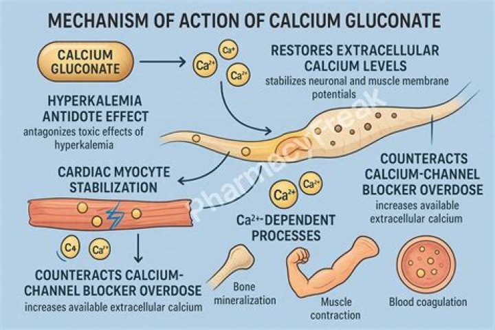 How calcium gluconate works in hyperkalemia?