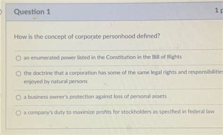 How is the concept of corporate personhood defined quizlet?