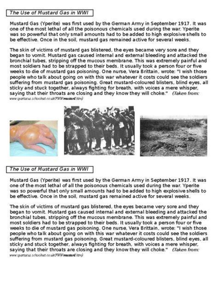 How mustard gas was used in ww1?