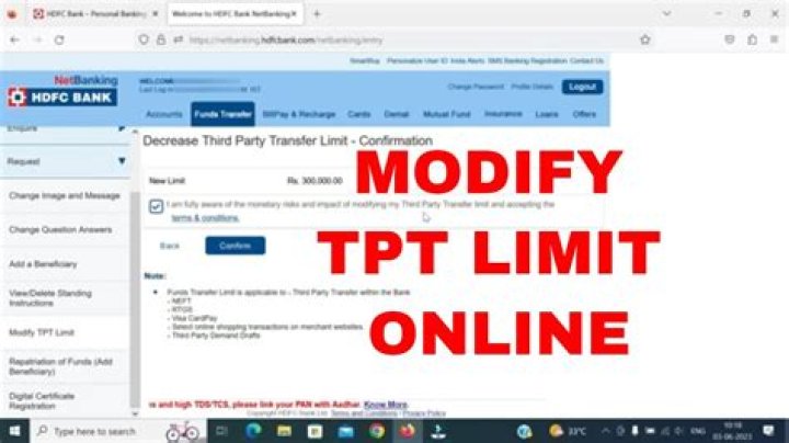How to check tpt limit in hdfc netbanking?