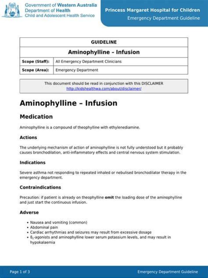 How to give aminophylline infusion?