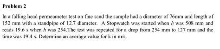In a falling head permeameter?