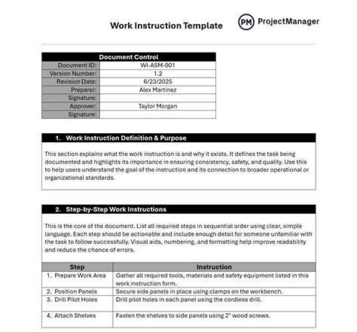 In instruction with example?