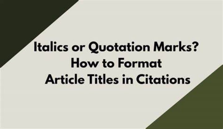 Should you italicize article titles?