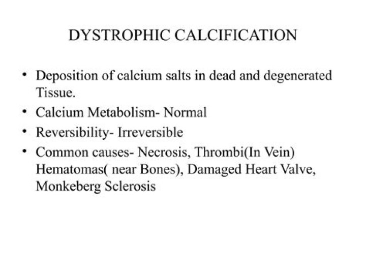 What causes dystrophic calcification?