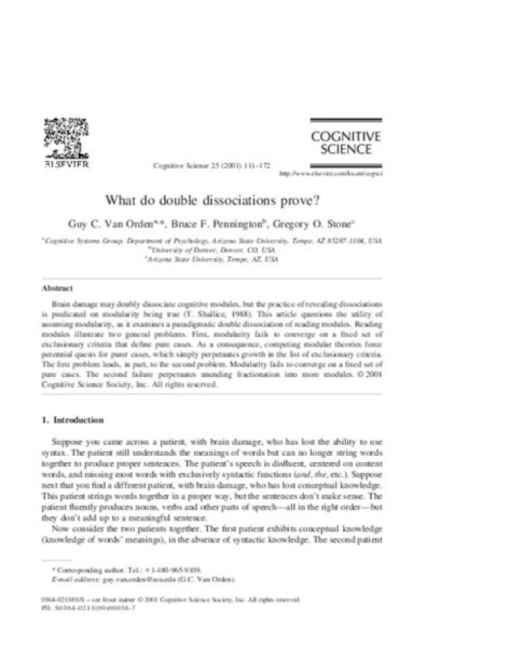 What do double dissociations prove?