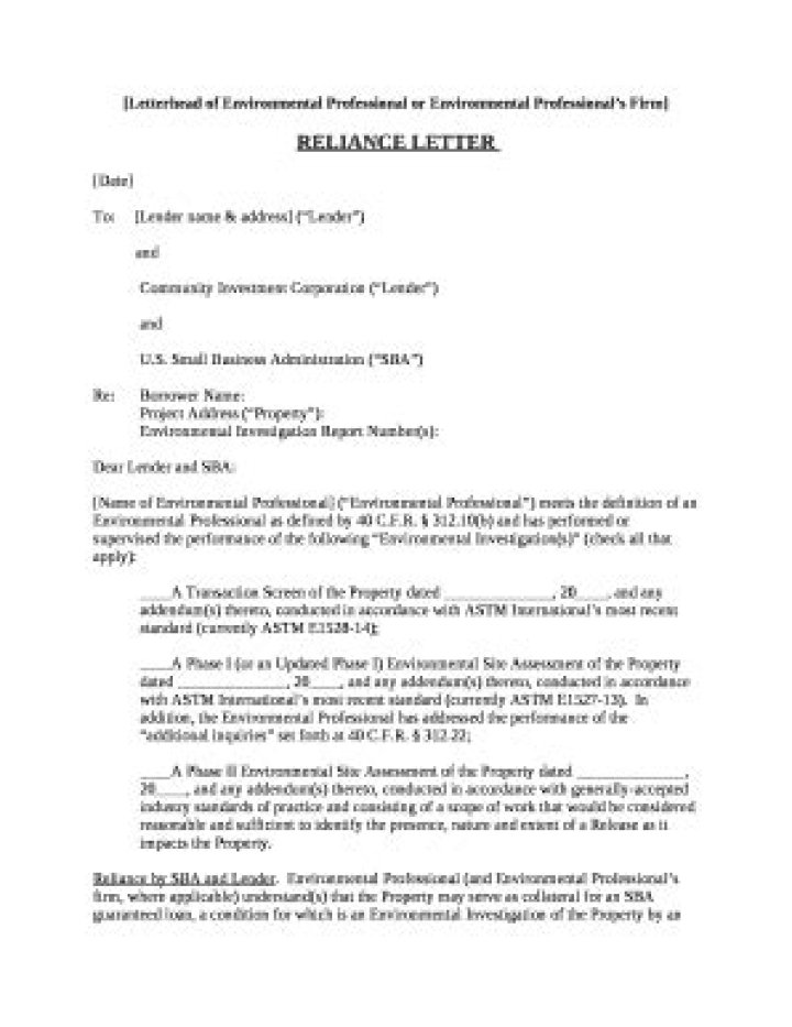 What is a reliance letter?