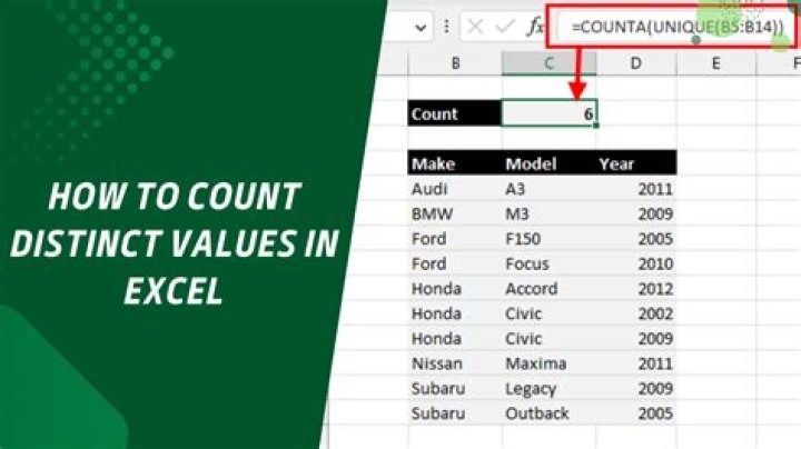 What is distinct count in excel?