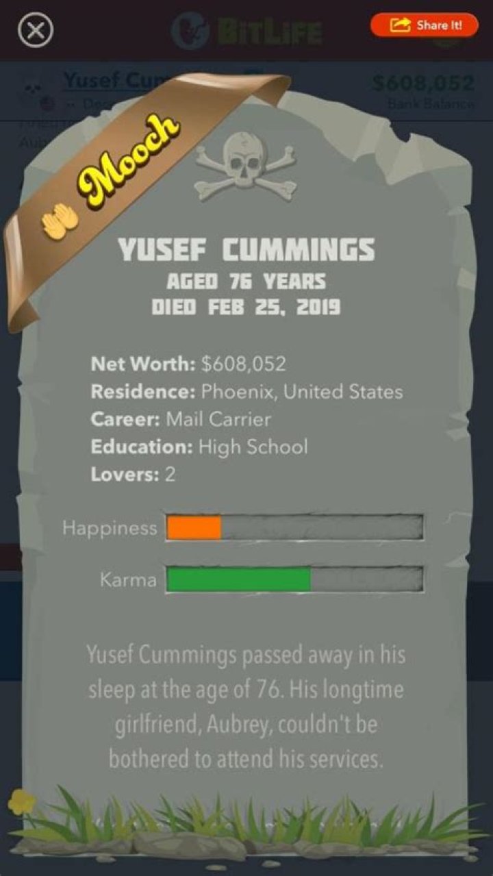 Whats a mooch in bitlife?