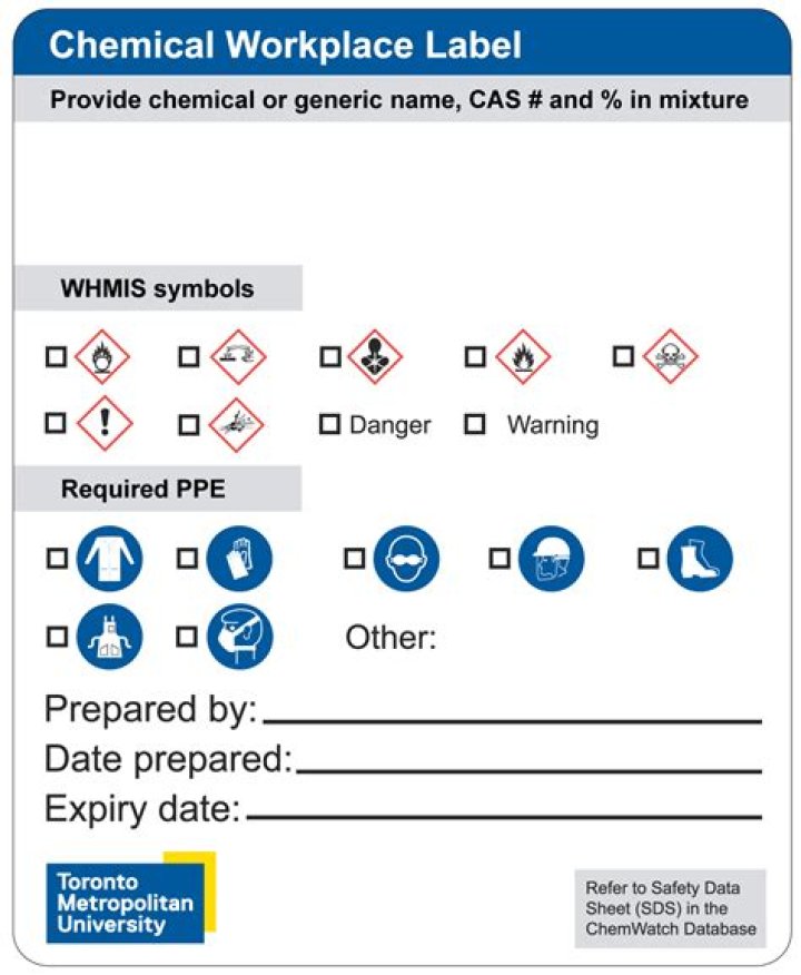 Whats required on a workplace label?