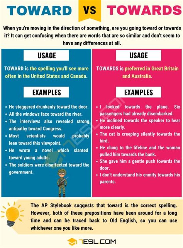 When to use toward or towards?