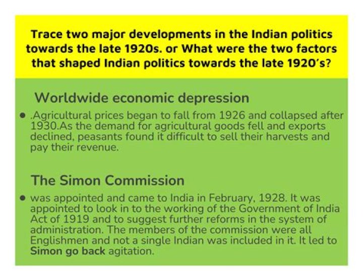 Which two factors shaped indian politics in late 1920?