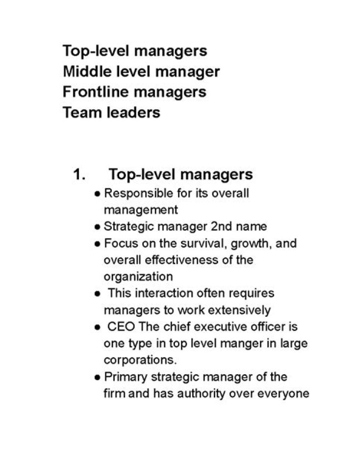 Who are top level managers?