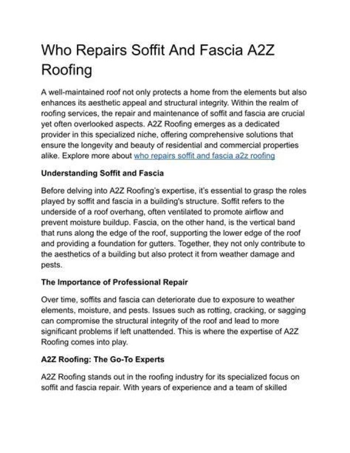 Who repairs soffit and fascia?