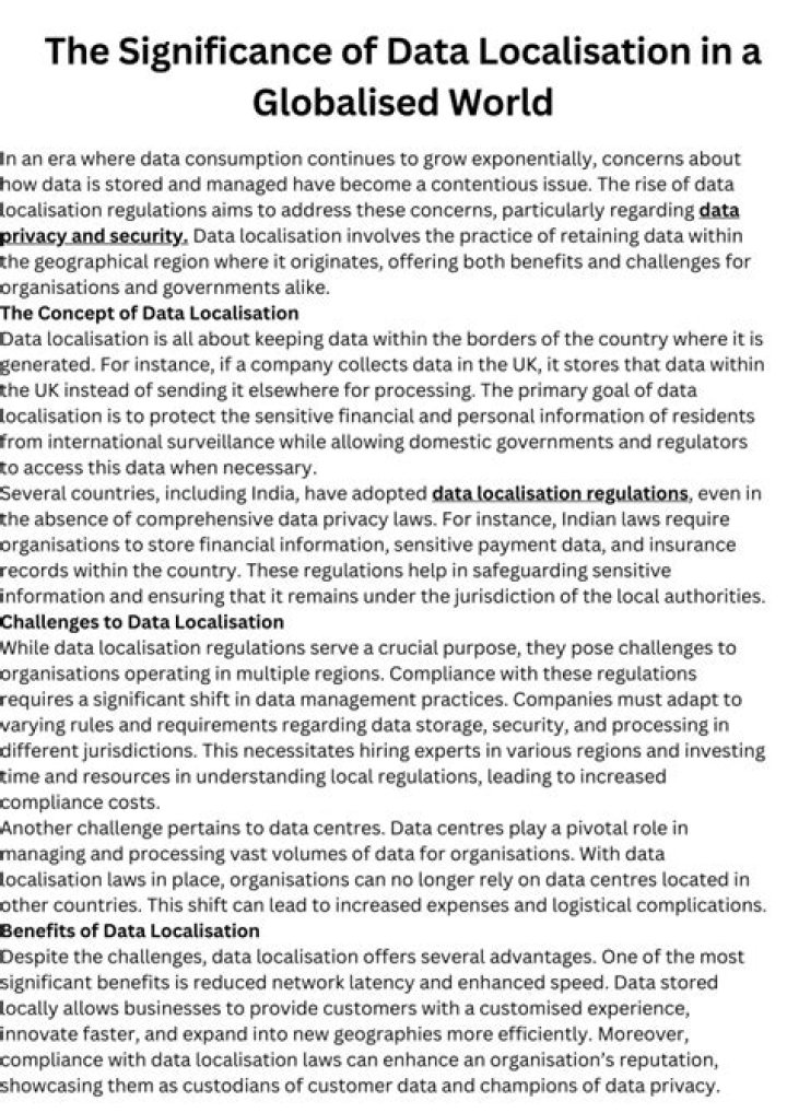 Why data localisation is important?