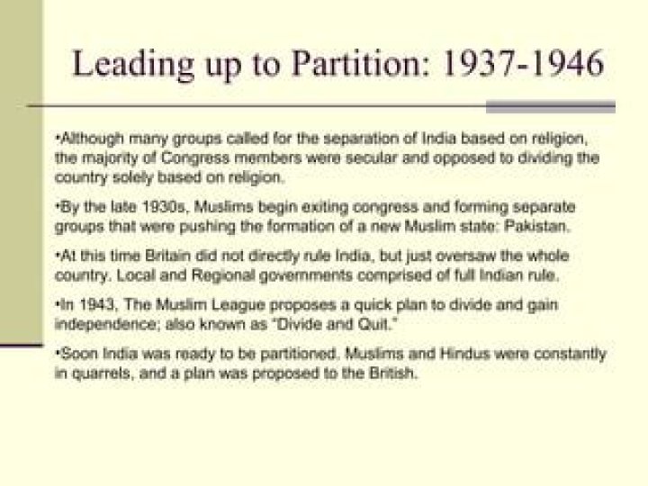Why partition of india?